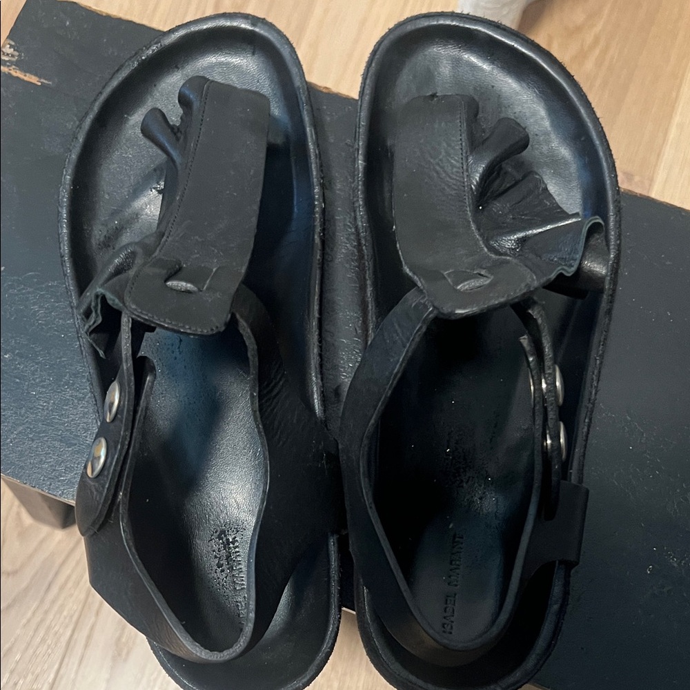 Isabel Marant Black Leather Platform Sandals - Picture 4 of 7